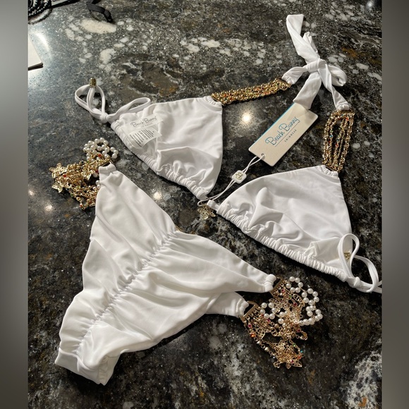 NWT beach bunny triangle bikini XL top/S skimpy bottoms, Bridal set - Picture 6 of 16